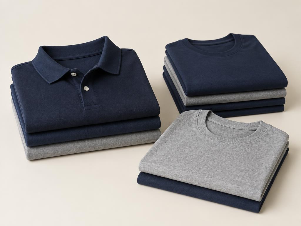 Folded polos and t-shirts