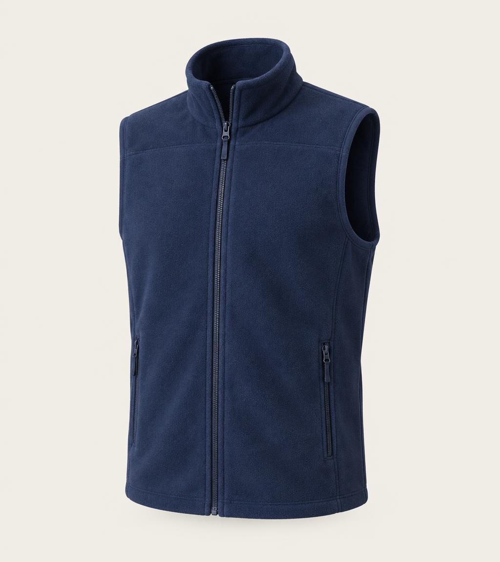 Navy fleece vest product photo